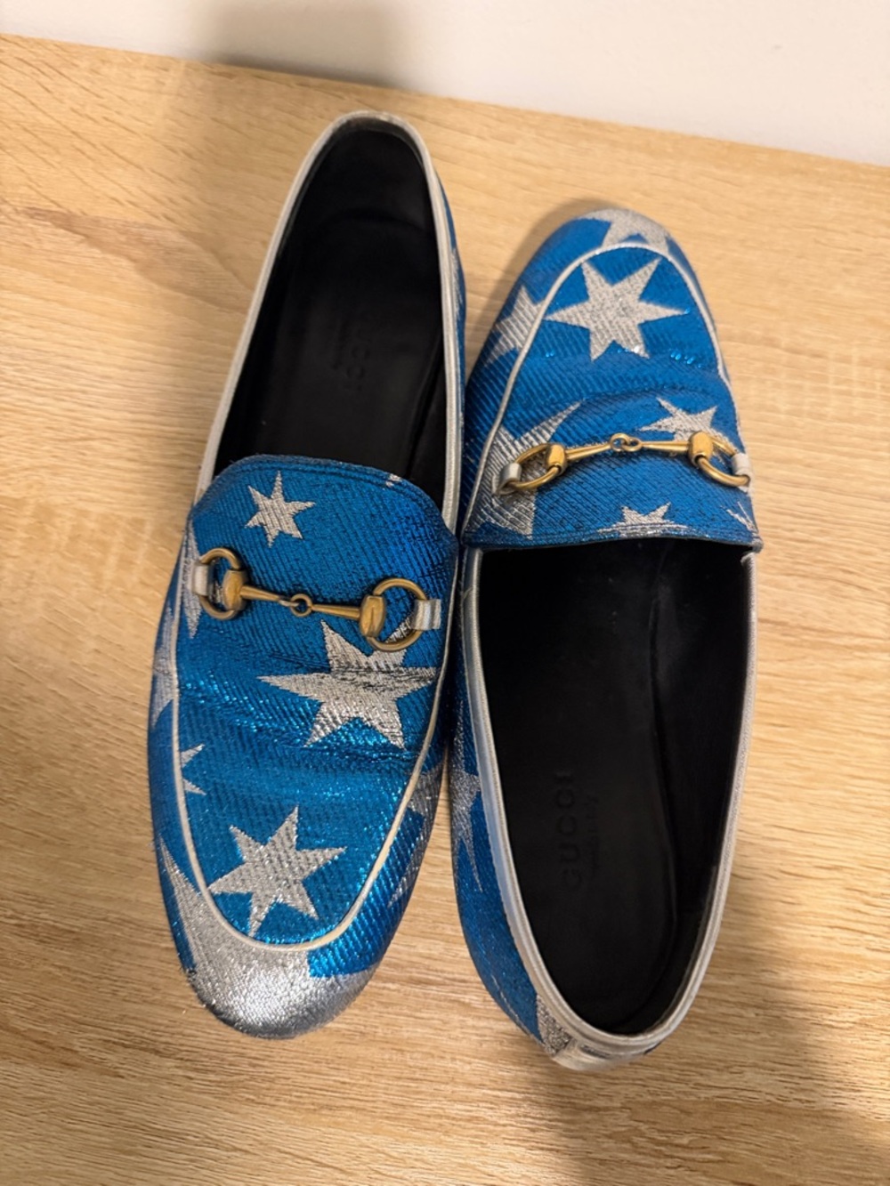 Gucci Metallic Blue Star Horsebit Loafers - Picture 6 of 6